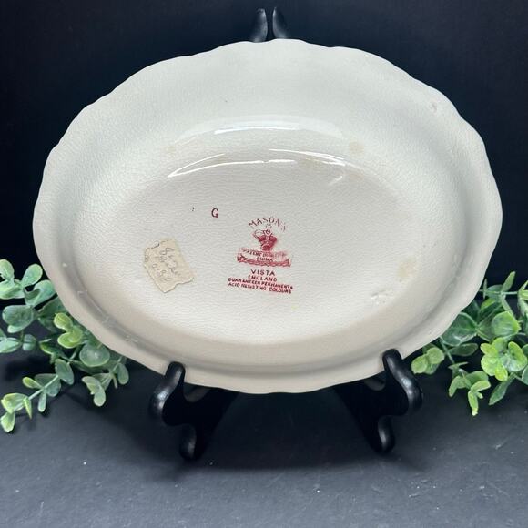Mason’s Vista Red Mulberry Transferware Bowls Set of 3 Oval Ironstone England - Picture 15 of 16